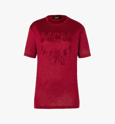 Shop Mcm Women's Logo T-shirt In Ruby Red