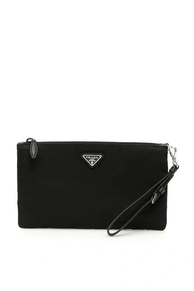 Shop Prada Logo Zipped Pouch In Black