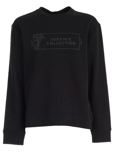 Shop Versace Sweatshirt Crew Neck W/logo In Nero