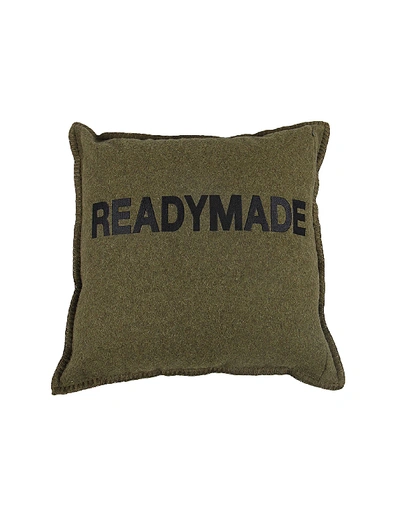Shop Readymade Red Logo Wool Cushion In Khaki