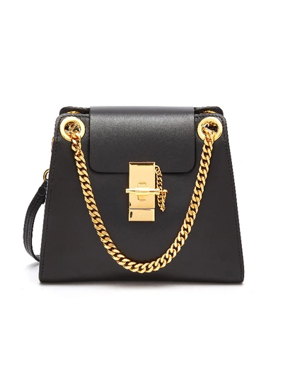 Shop Chloé 'annie' Mini Leather Shoulder Bag In Black
