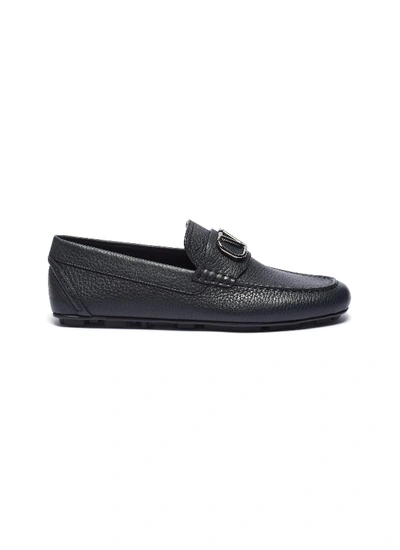 Shop Valentino 'vlogo' Leather Drivers In Black