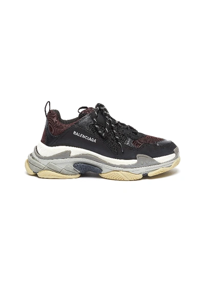 Shop Balenciaga 'triple S' Stack Midsole Mesh Sneakers In Black