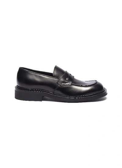 Shop Prada Leather Penny Loafers