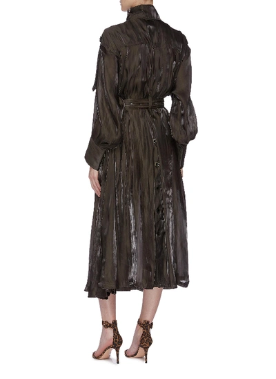 Shop Akira Naka Belted Crinkled High Neck Trench Dress