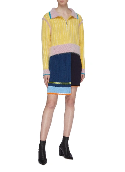 Shop I Am Chen Stripe Colourblock Merino Wool Polo Sweater