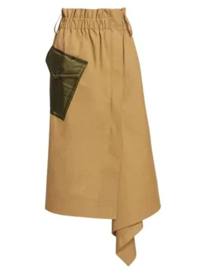 Shop Sacai Asymmetric Midi Skirt In Beige