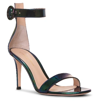 Shop Gianvito Rossi Portofino 85 Patent Oil Sandals In Multi/black