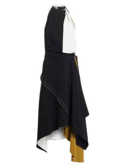 Shop Proenza Schouler Colorblock Crepe Midi Dress In Multi