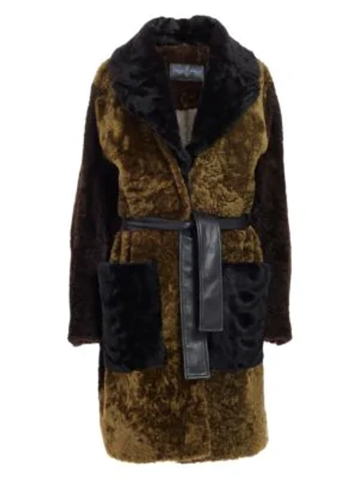 Shop Proenza Schouler Double Breasted Shearling Car Coat In Dark Brown Olive