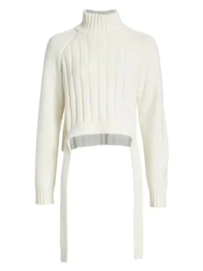 Shop Proenza Schouler Cropped Wool & Cashmere Turtleneck Sweater In Ecru