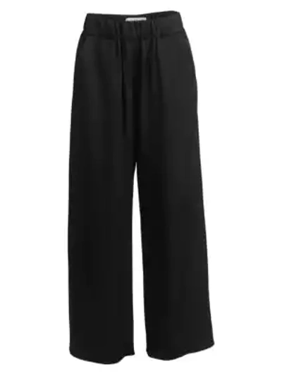 Shop Loewe Satin Wide-leg Trousers In Black