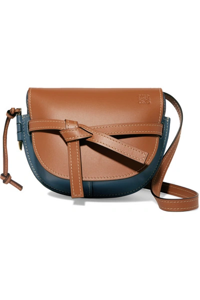Shop Loewe Gate Small Color-block Leather Shoulder Bag In Tan