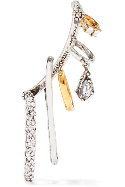 Shop Alexander Mcqueen Silver And Gold-tone Crystal Ear Cuff