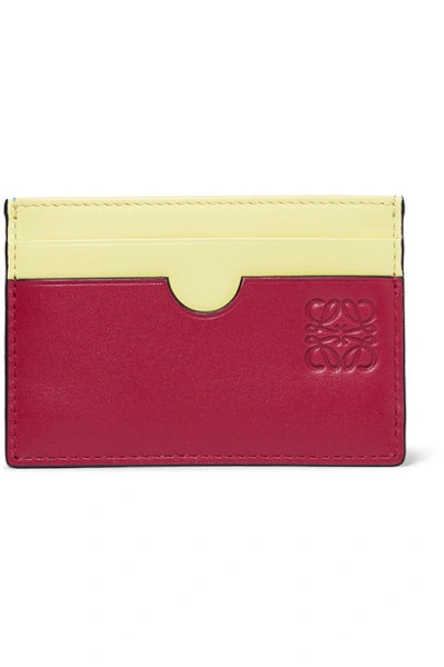 Shop Loewe Color-block Leather Cardholder In Red