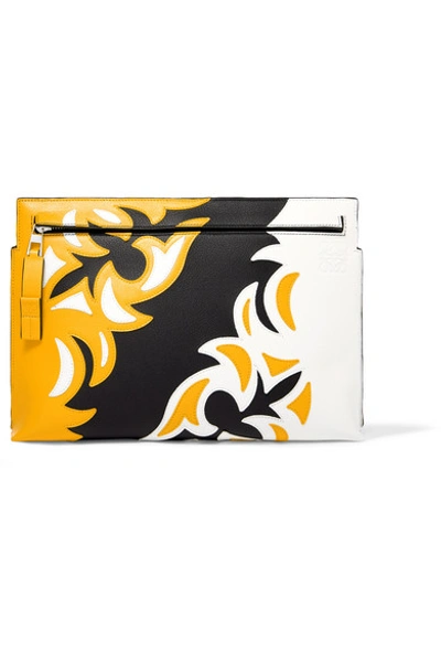 Shop Loewe T Paneled Leather Pouch In Yellow