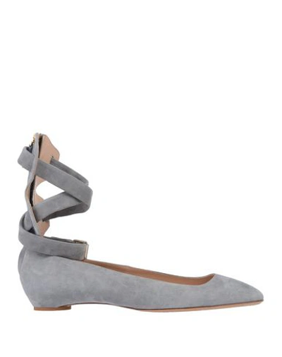 Shop Valentino Ballet Flats In Grey