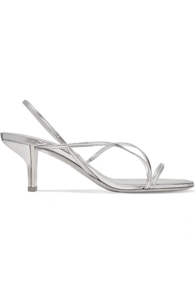 Shop Nicholas Kirkwood Leeloo Metallic Leather Slingback Sandals In Silver