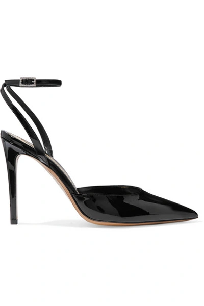 Shop Alexandre Vauthier Carine Crystal-embellished Patent-leather Pumps In Black