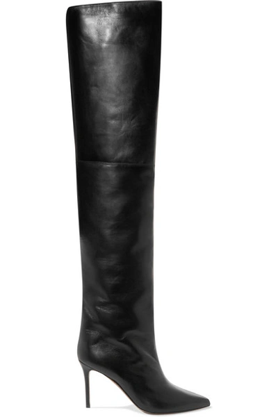 Shop Alexandre Vauthier Alex Leather Thigh Boots In Black