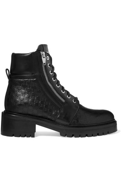 Shop Balmain Ranger Logo-debossed Leather Ankle Boots In Black