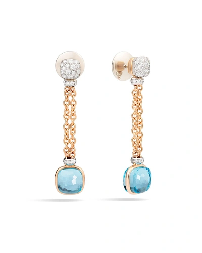 Shop Pomellato Nudo 18k Gold Sky Blue Topaz Diamond Drop Earrings