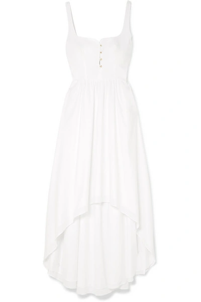 Shop Esteban Cortazar Asymmetric Cotton Midi Dress In White