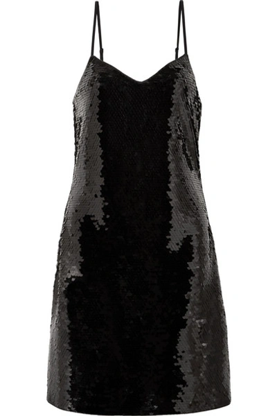 Shop Michael Michael Kors Paillette-embellished Jersey Mini Dress In Black