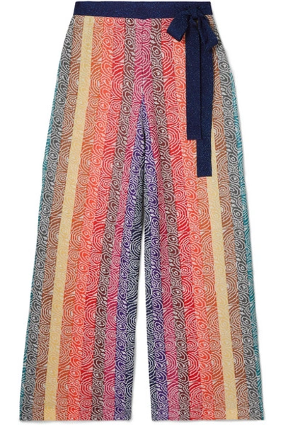 Shop Mary Katrantzou Rego Glittered Jacquard-knit Wide-leg Pants In Pink