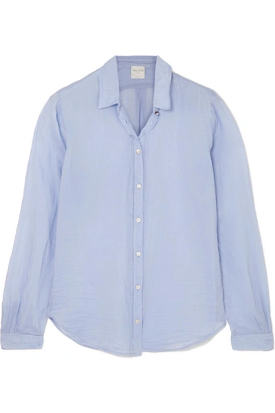 Shop Forte Forte Cotton And Silk-blend Voile Shirt In Light Blue