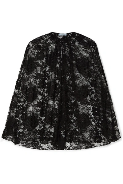 Shop Prada Lace Cape In Black