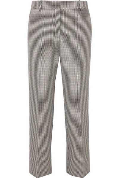 Shop Alexander Wang Houndstooth Wool-blend Straight-leg Pants In Black