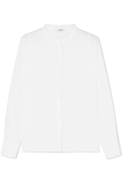 Shop Atlantique Ascoli Ruffled Cotton-poplin Shirt In White