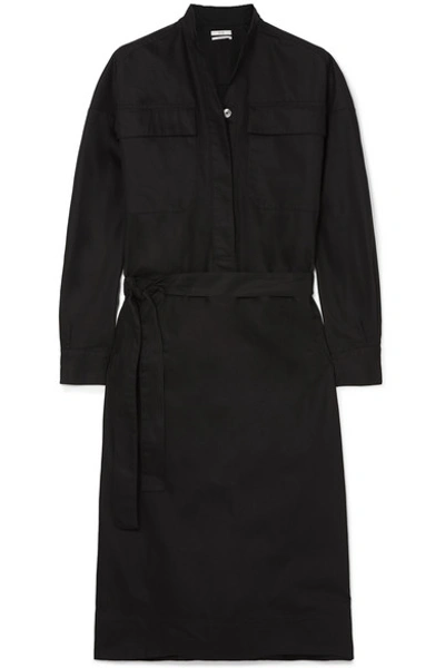 Shop Co Belted Twill Midi Dress In Black