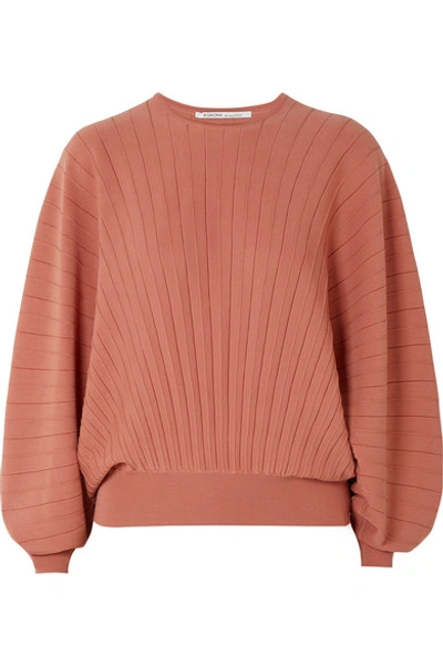 Shop Agnona Pleated Wool Sweater In Pink