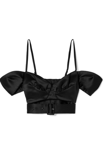 Shop Simone Rocha Silk-satin Bustier Top In Black