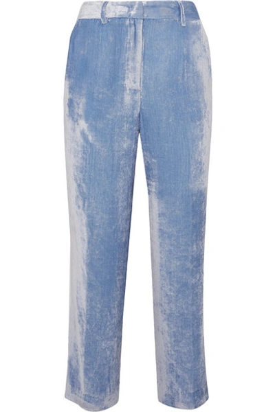 Shop Sies Marjan Willa Silk And Cotton-blend Corduroy Pants In Light Blue