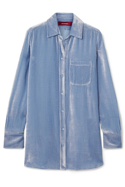 Shop Sies Marjan Sander Silk And Cotton-blend Corduroy Shirt In Light Blue