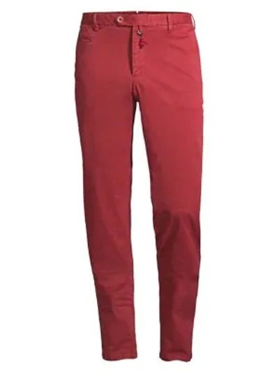 Shop Isaia Men's Solid Gabardine Stretch Chinos In Bright Red