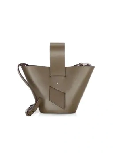 Shop Carolina Santo Domingo Mini Amphora Leather Bucket Bag In Truffle