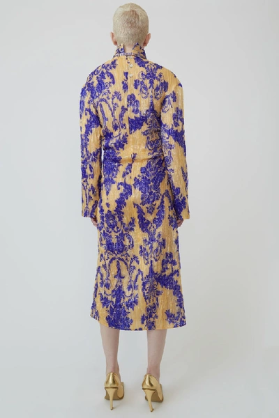 Shop Acne Studios Floral-print Midi Dress Beige/blue