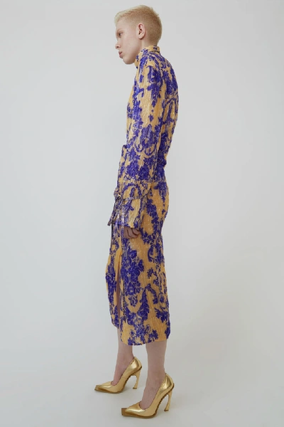 Shop Acne Studios Floral-print Midi Dress Beige/blue
