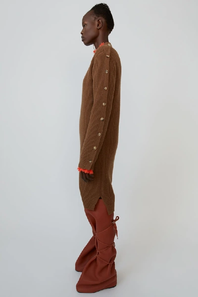 Shop Acne Studios Rib-knit Dress Toffee Brown