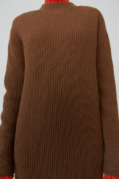 Shop Acne Studios Rib-knit Dress Toffee Brown