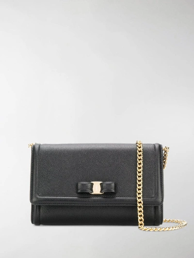 Shop Ferragamo Vara Flap Bag In Black