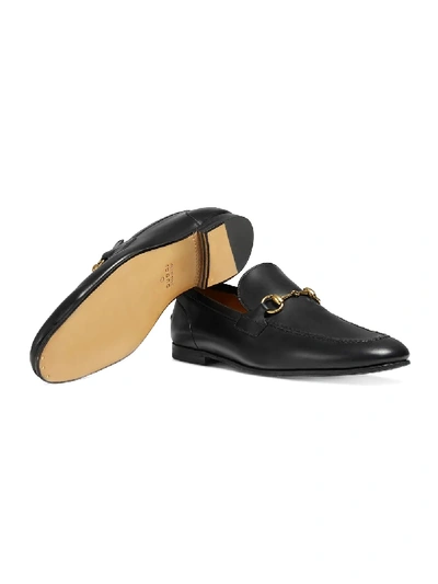 Shop Gucci Black Jordaan Leather Loafers