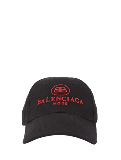 Shop Balenciaga Black Bb Mode Cap In Nero/rosso