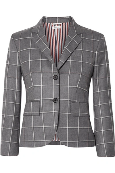 Shop Thom Browne Checked Wool Blazer In Gray