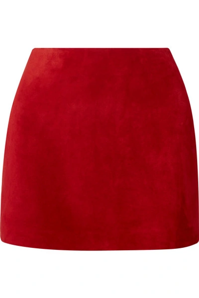 Shop Saint Laurent Suede Mini Skirt In Claret