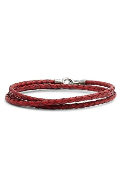 Shop Degs & Sal Braided Leather Wrap Bracelet In Red